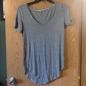 2 Tunics black & white striped and green